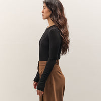 Mijeong Park Wool Tencel Crew Neck Top, Black