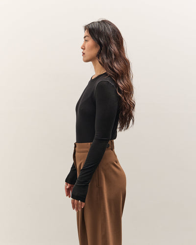 Mijeong Park Wool Tencel Crew Neck Top, Black