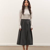 Mijeong Park Wool Blend Pleated Midi Skirt, Charcoal