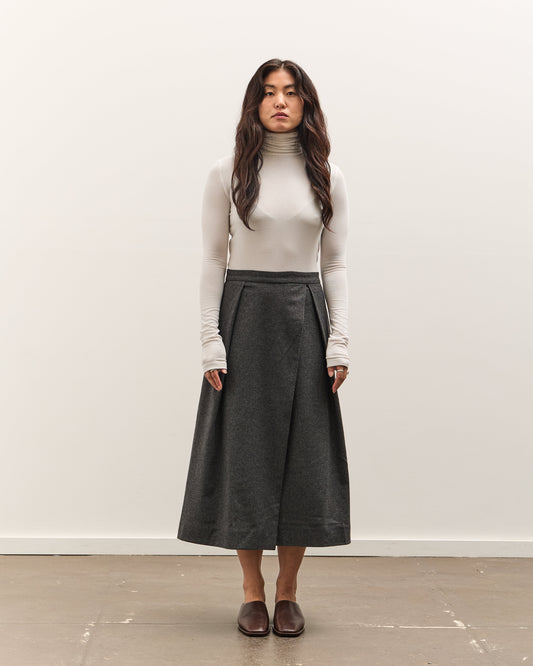 Mijeong Park Wool Blend Pleated Midi Skirt, Charcoal