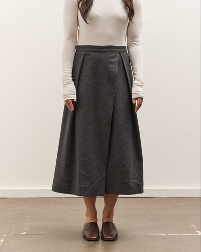 Mijeong Park Wool Blend Pleated Midi Skirt, Charcoal