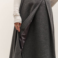 Mijeong Park Wool Blend Pleated Midi Skirt, Charcoal