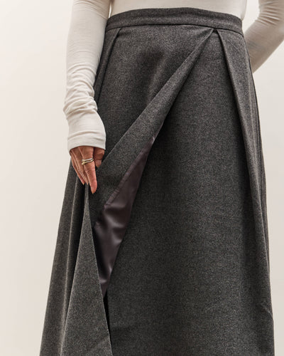 Mijeong Park Wool Blend Pleated Midi Skirt, Charcoal