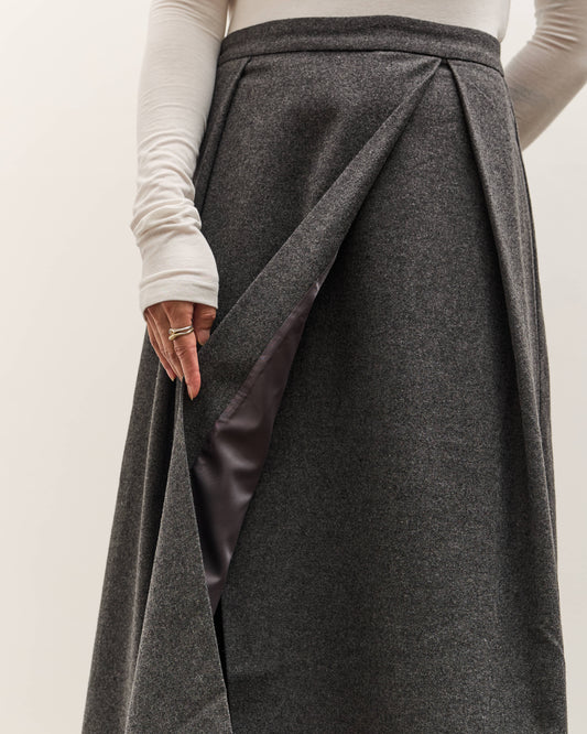 Mijeong Park Wool Blend Pleated Midi Skirt, Charcoal