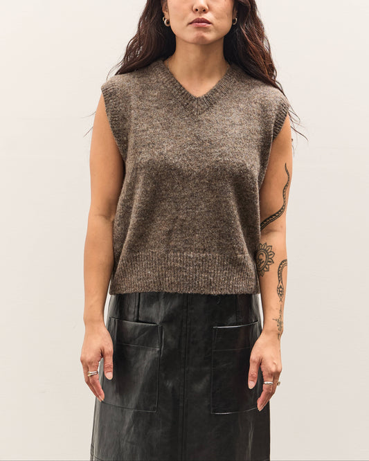 Mijeong Park Wool Blend V-Neck Vest, Heather Brown