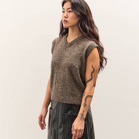 Mijeong Park Wool Blend V-Neck Vest, Heather Brown