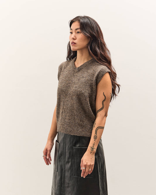 Mijeong Park Wool Blend V-Neck Vest, Heather Brown
