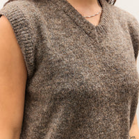 Mijeong Park Wool Blend V-Neck Vest, Heather Brown