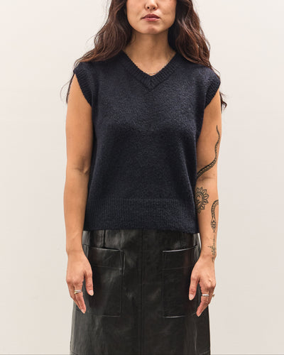 Mijeong Park Wool Blend V-Neck Vest, Navy