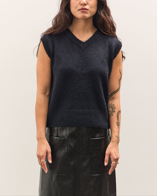 Mijeong Park Wool Blend V-Neck Vest, Navy