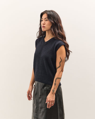 Mijeong Park Wool Blend V-Neck Vest, Navy