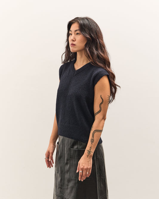 Mijeong Park Wool Blend V-Neck Vest, Navy