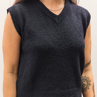 Mijeong Park Wool Blend V-Neck Vest, Navy