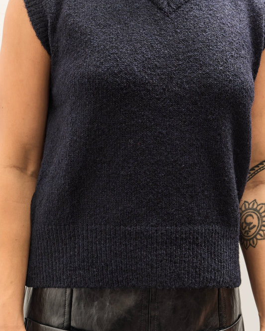 Mijeong Park Wool Blend V-Neck Vest, Navy