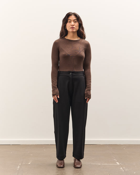 Mijeong Park Wool Tencel Crew Neck Top, Brown