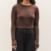 Mijeong Park Wool Tencel Crew Neck Top, Brown