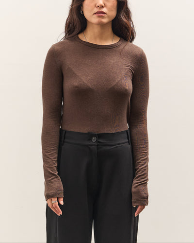 Mijeong Park Wool Tencel Crew Neck Top, Brown