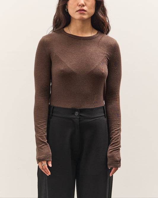 Mijeong Park Wool Tencel Crew Neck Top, Brown