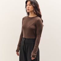 Mijeong Park Wool Tencel Crew Neck Top, Brown
