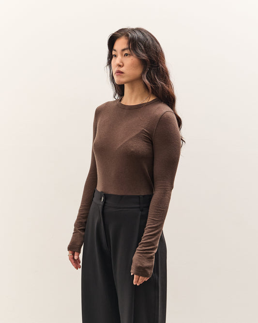 Mijeong Park Wool Tencel Crew Neck Top, Brown