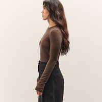 Mijeong Park Wool Tencel Crew Neck Top, Brown
