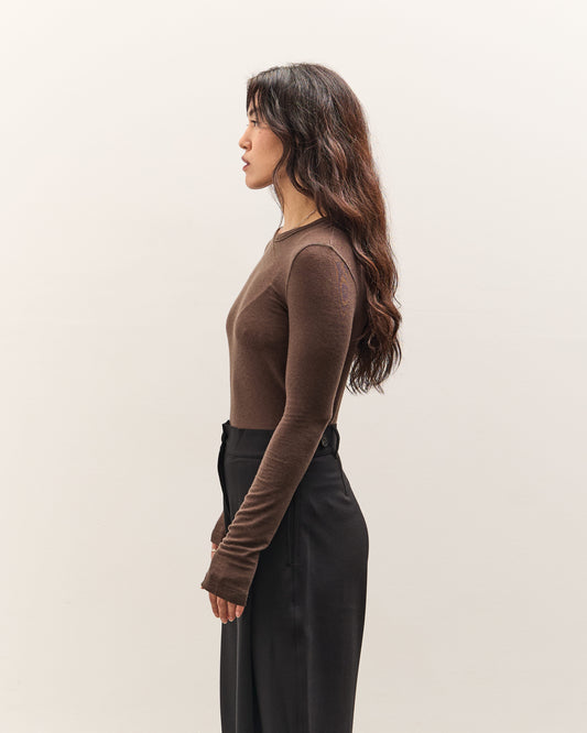 Mijeong Park Wool Tencel Crew Neck Top, Brown