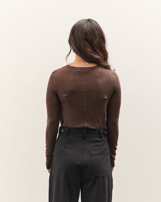 Mijeong Park Wool Tencel Crew Neck Top, Brown