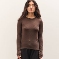 Mijeong Park Wool Tencel Crew Neck Top, Brown