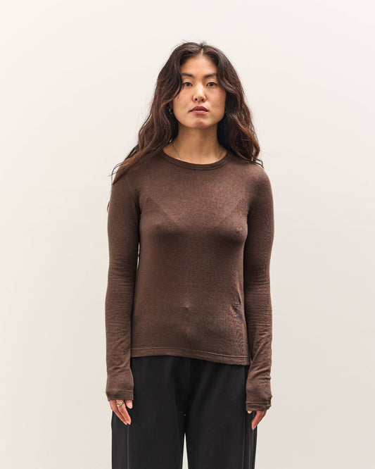 Mijeong Park Wool Tencel Crew Neck Top, Brown