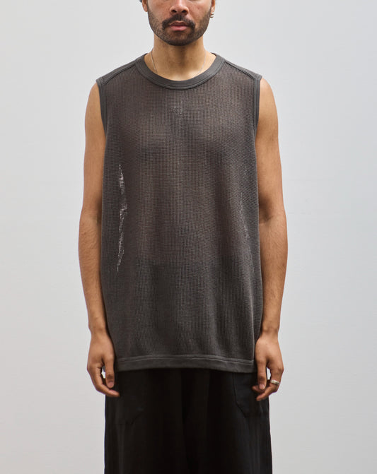 O-Project Sleeveless Tee, Off Black Mesh