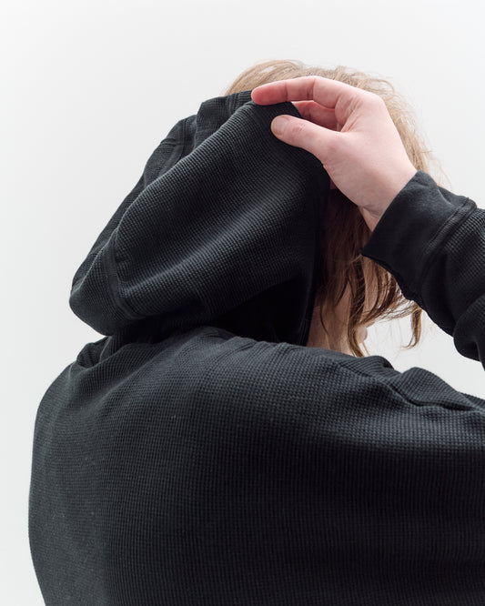 O by Jan-Jan Van Essche Waffle Hoodie, Black