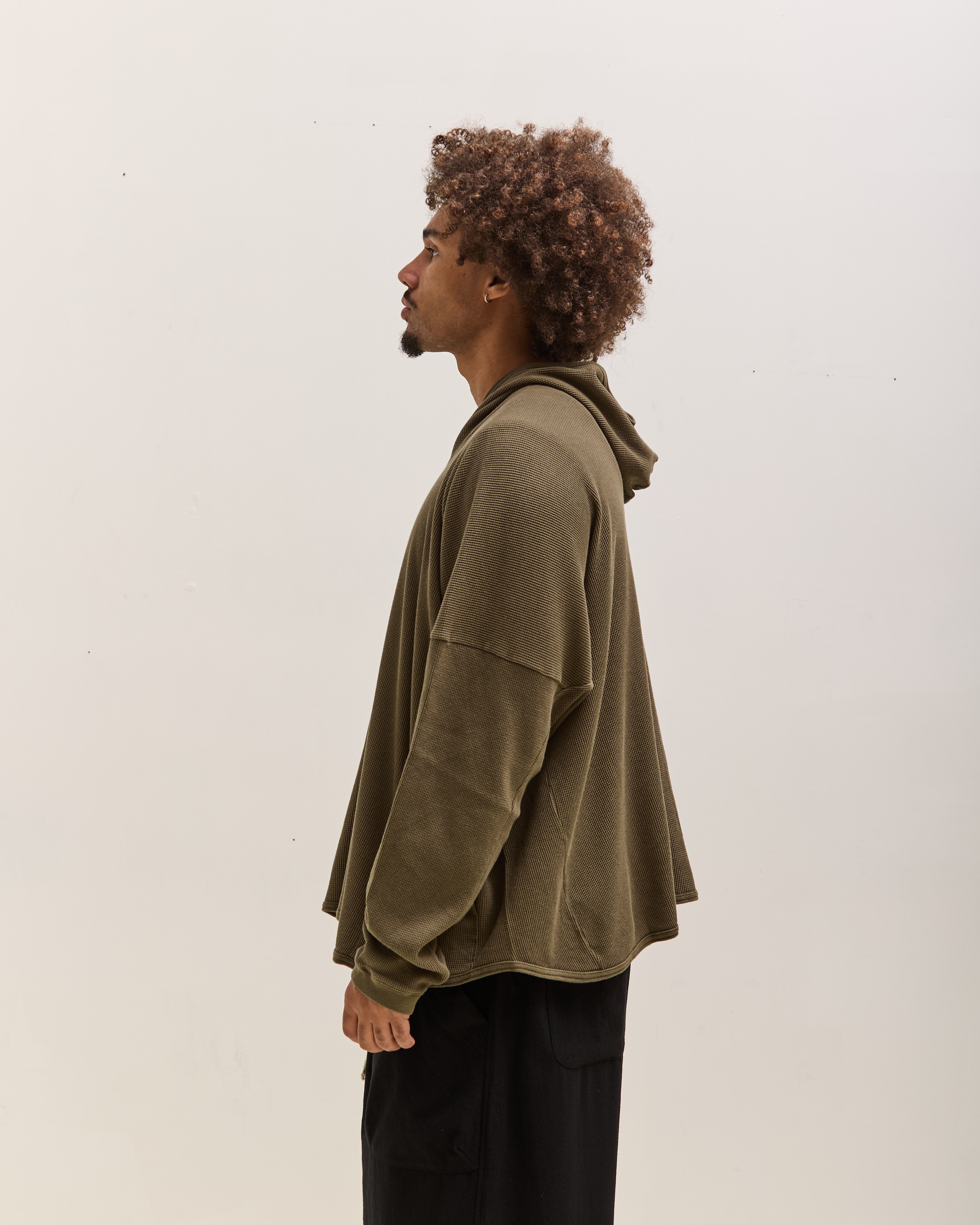 O by Jan-Jan Van Essche Wide Fit Hooded Waffle, Army Green – Glasswing