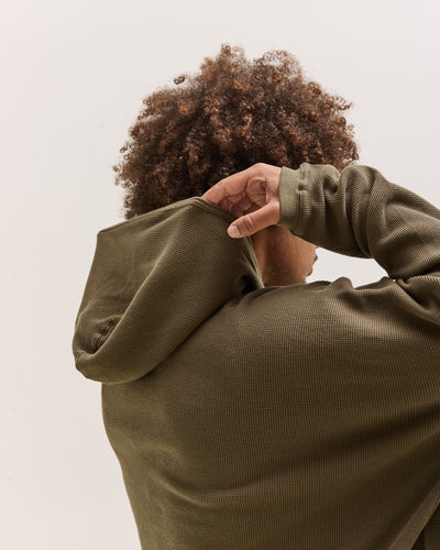 O by Jan-Jan Van Essche Wide Fit Hooded Waffle, Army Green