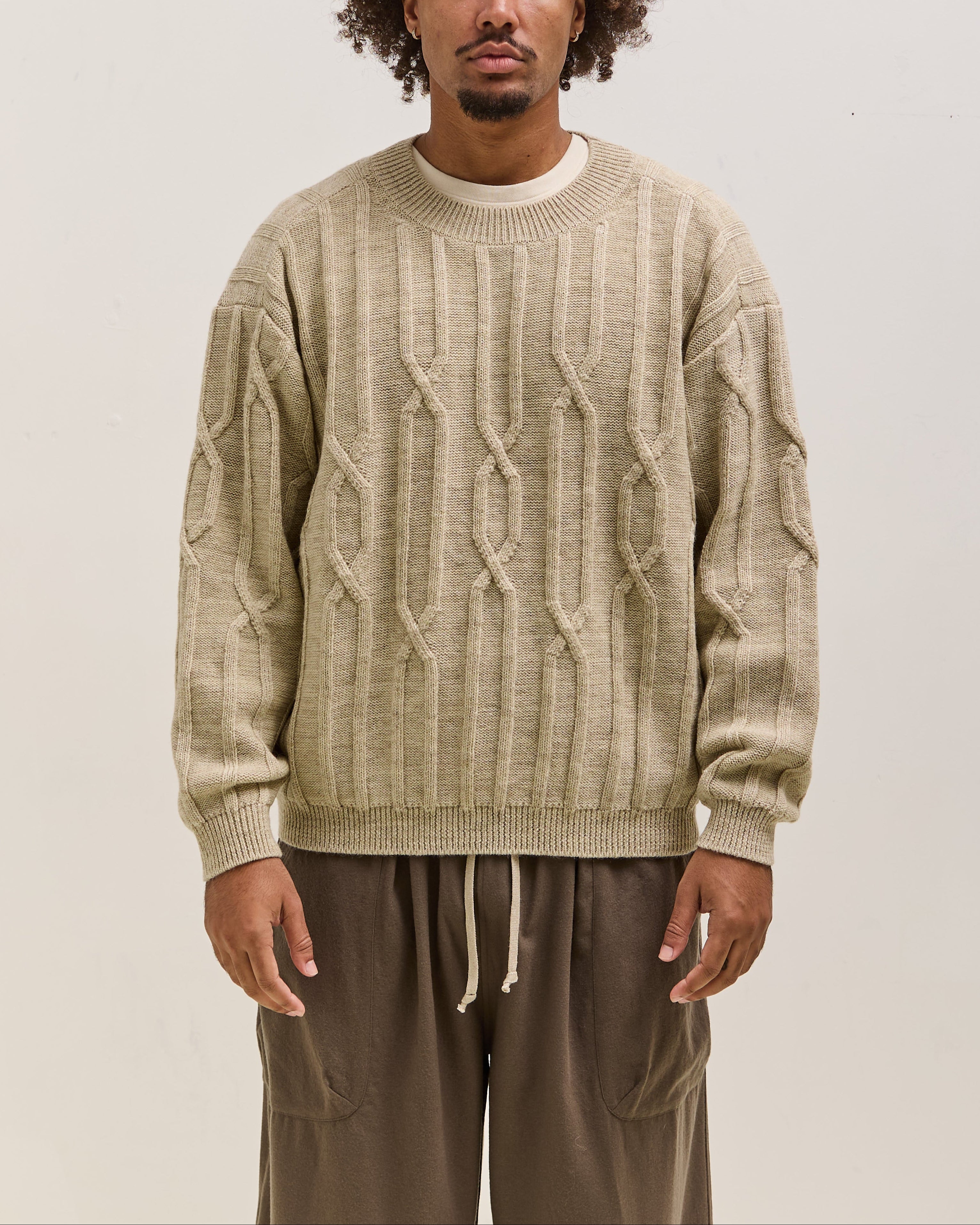 O by Jan-Jan Van Essche Cable Knit Crewneck, Natural Mix – Glasswing
