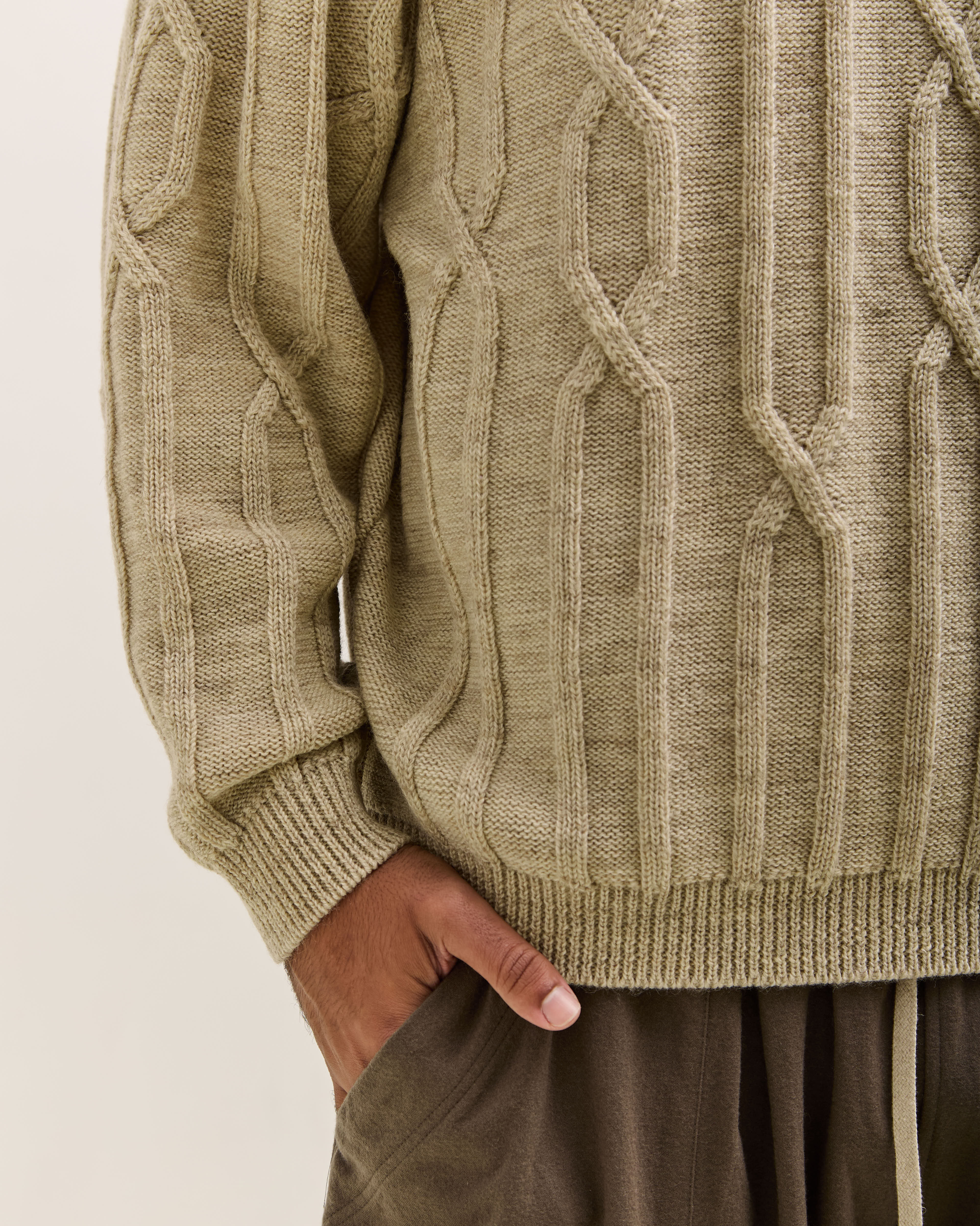 O by Jan-Jan Van Essche Cable Knit Crewneck, Natural Mix – Glasswing