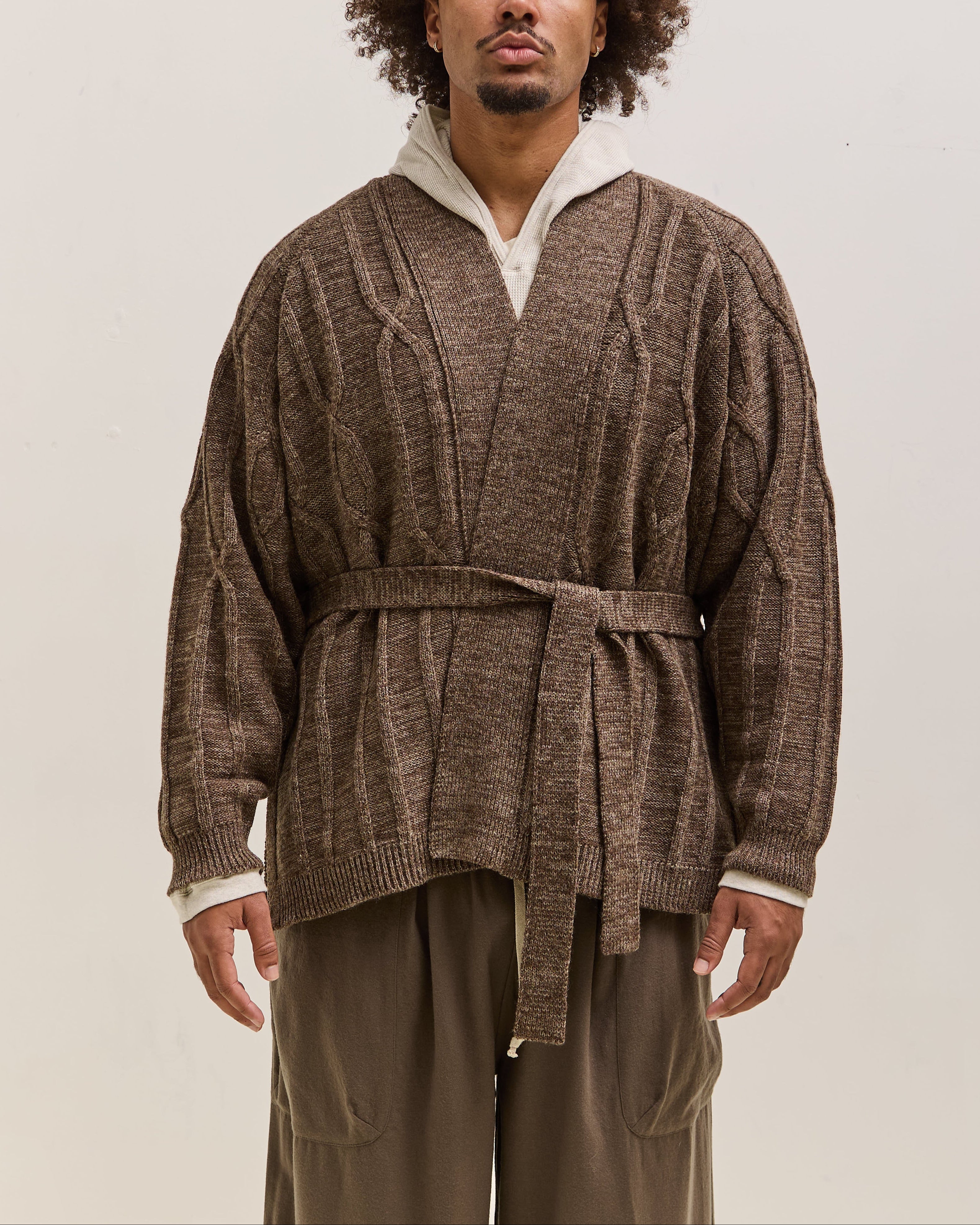 O by Jan-Jan Van Essche Cable Knit Robe, Dark Mix – Glasswing