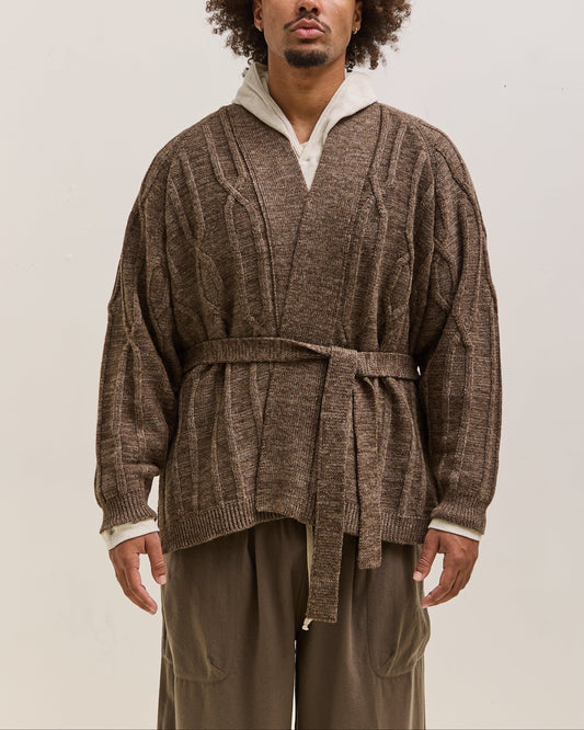 O by Jan-Jan Van Essche Cable Knit Robe, Dark Mix