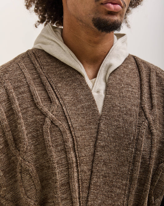 O by Jan-Jan Van Essche Cable Knit Robe, Dark Mix