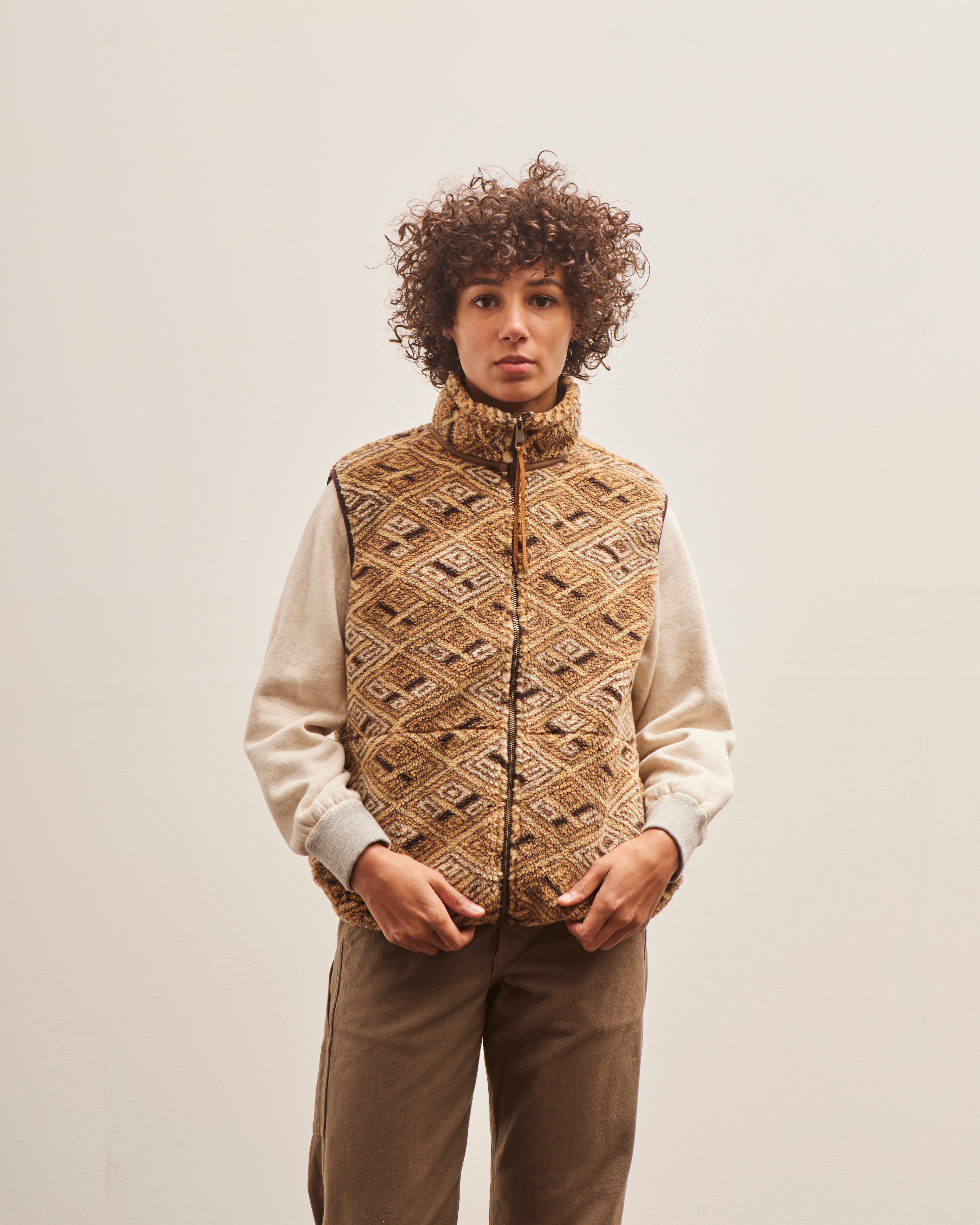 OrSlow Boa Fleece Vest, African Pattern – Glasswing