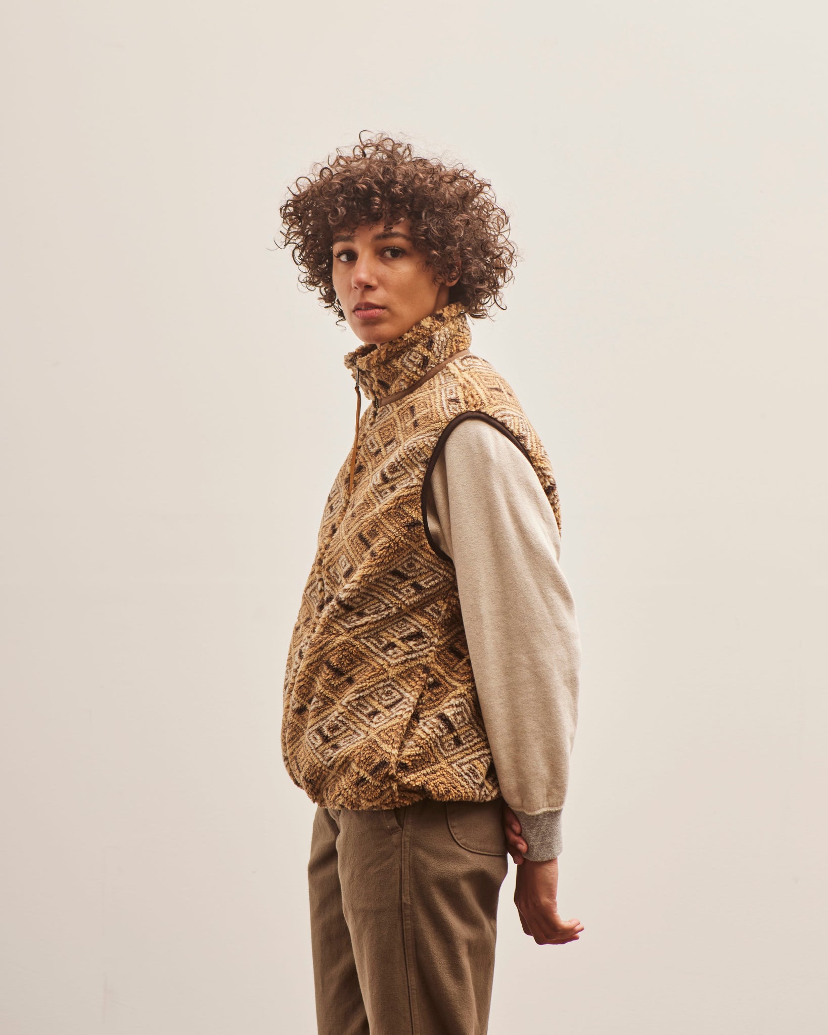 OrSlow Boa Fleece Vest, African Pattern