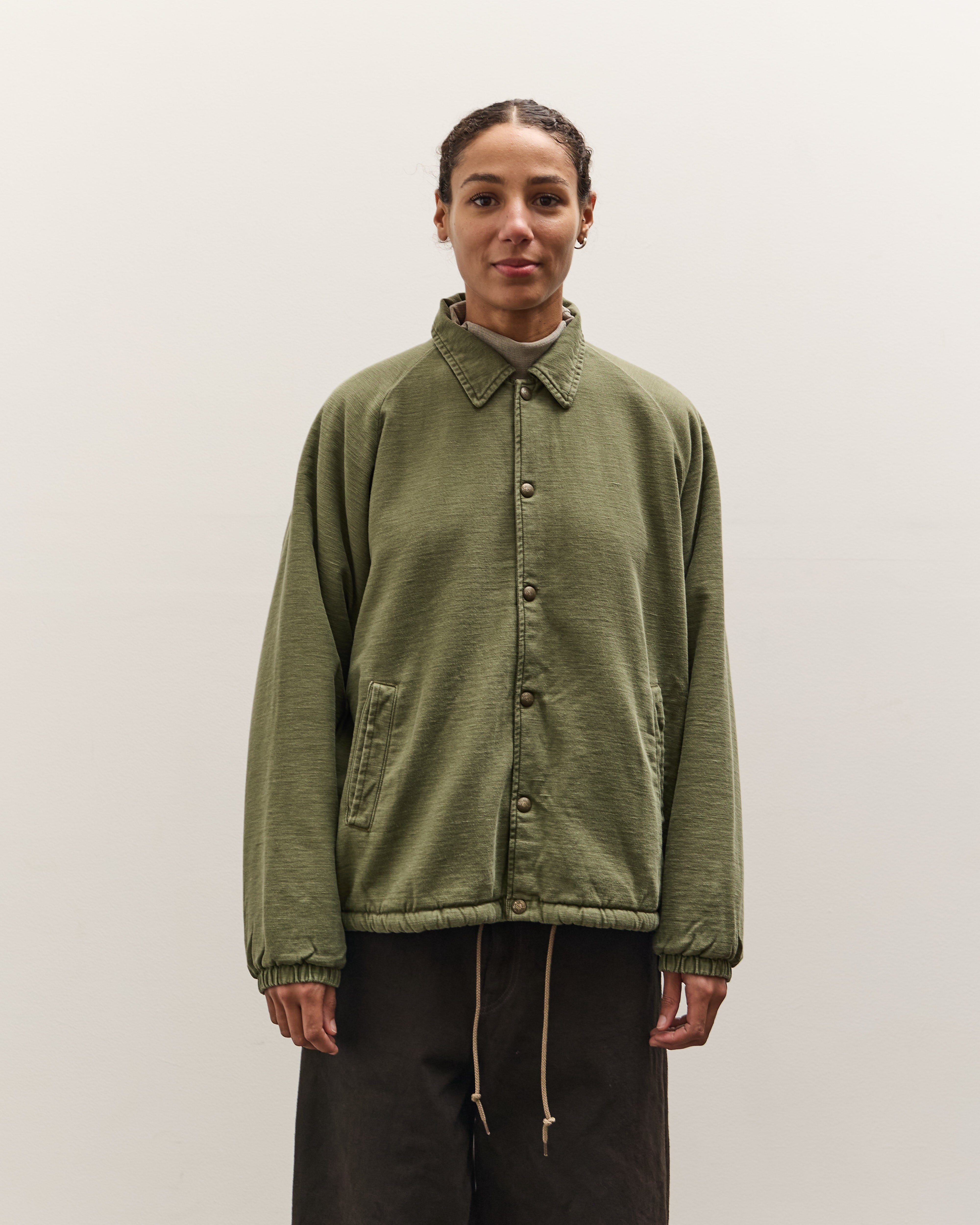 orSlow Vintage Washed Coach Jacket With Fleece Lining, Dark Olive
