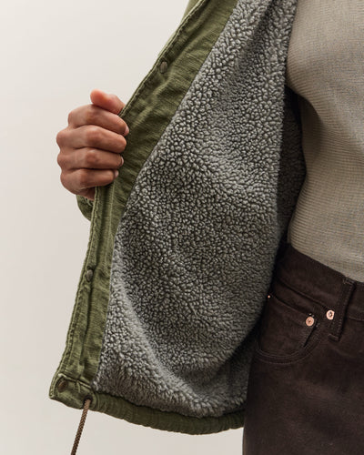 orSlow Vintage Washed Coach Jacket With Fleece Lining, Dark Olive