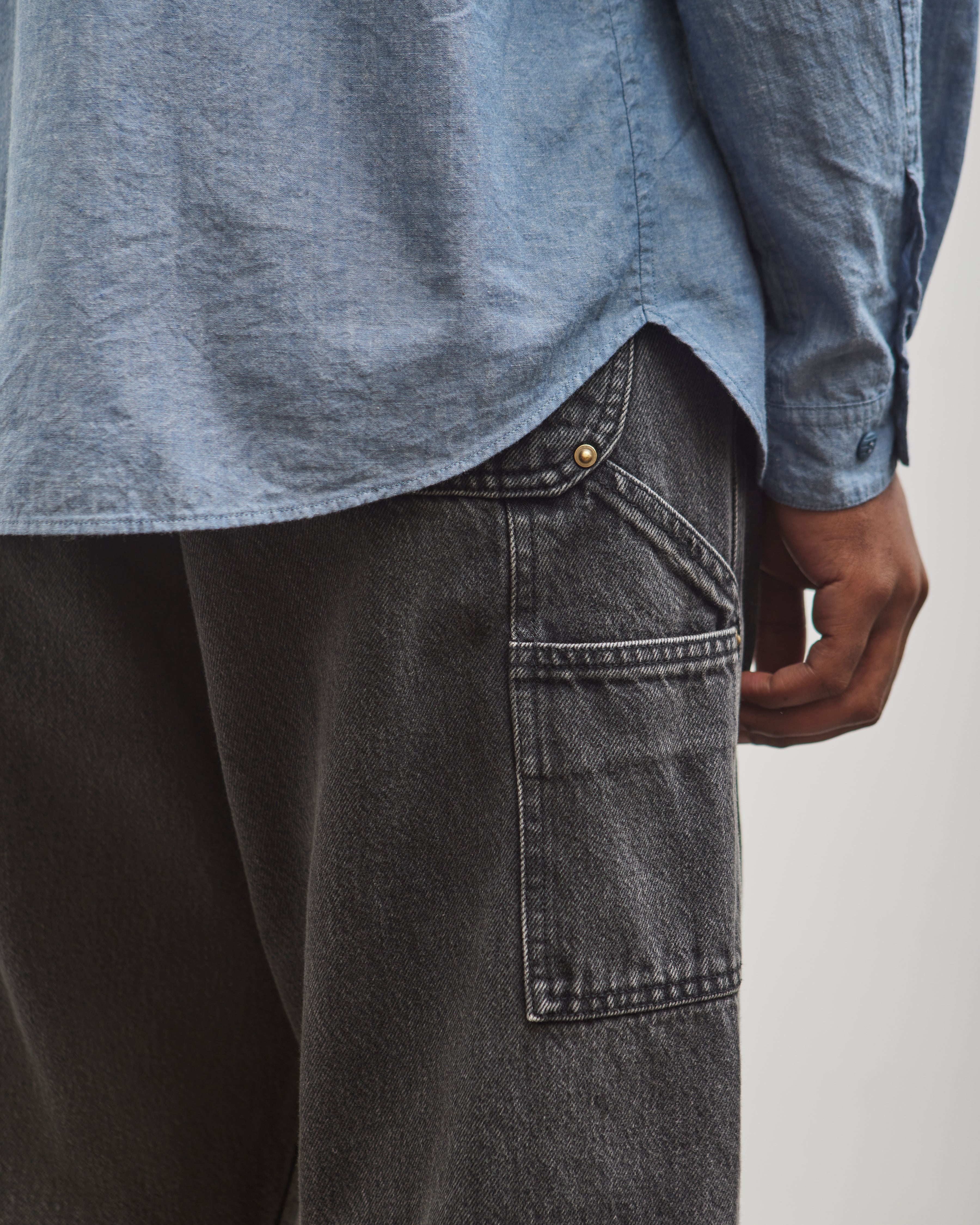 orSlow Dad's Fit Painter Pants, Black Denim Stone – Glasswing