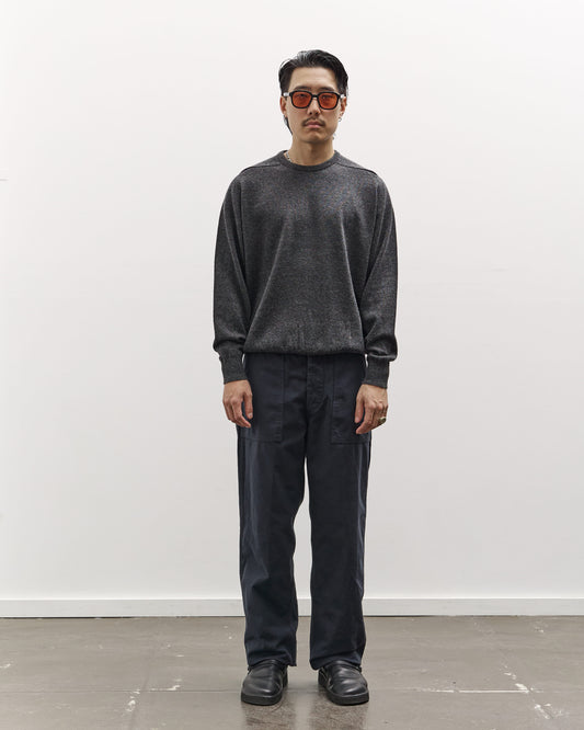 orSlow Simple Crewneck Sweater, Charcoal Gray