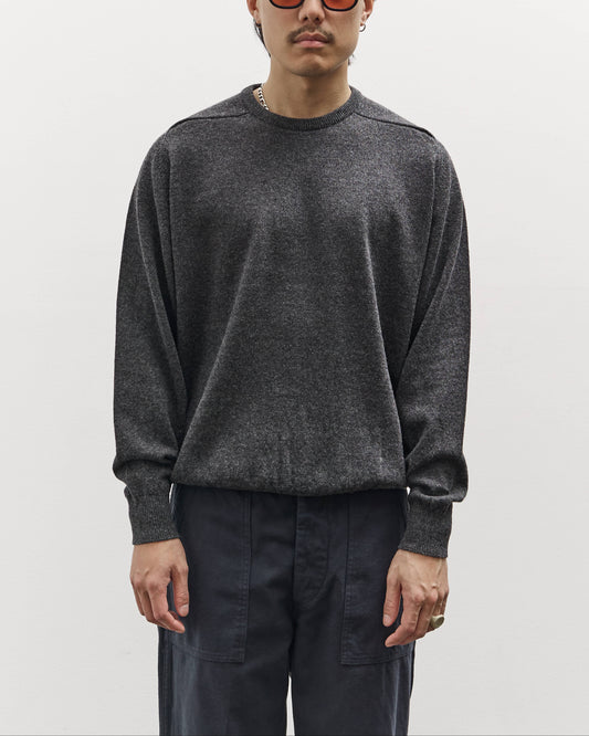orSlow Simple Crewneck Sweater, Charcoal Gray