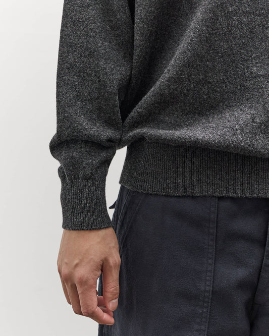 orSlow Simple Crewneck Sweater, Charcoal Gray