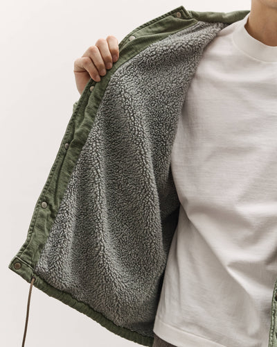 orSlow Vintage Washed Coach Jacket With Fleece Lining, Dark Olive