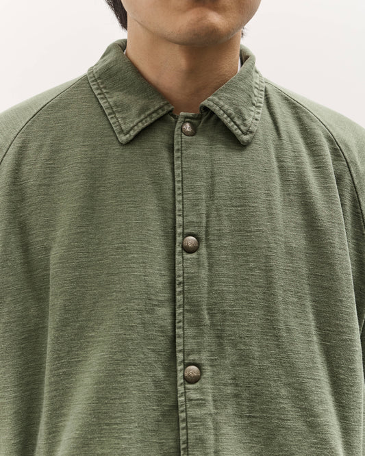 orSlow Vintage Washed Coach Jacket With Fleece Lining, Dark Olive