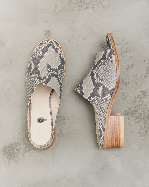 Petrosolaum Sabot Sandals, Python – Glasswing