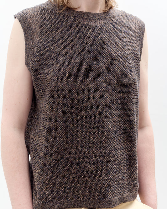 Seya Komorebi Vest, Mud Indigo Melange